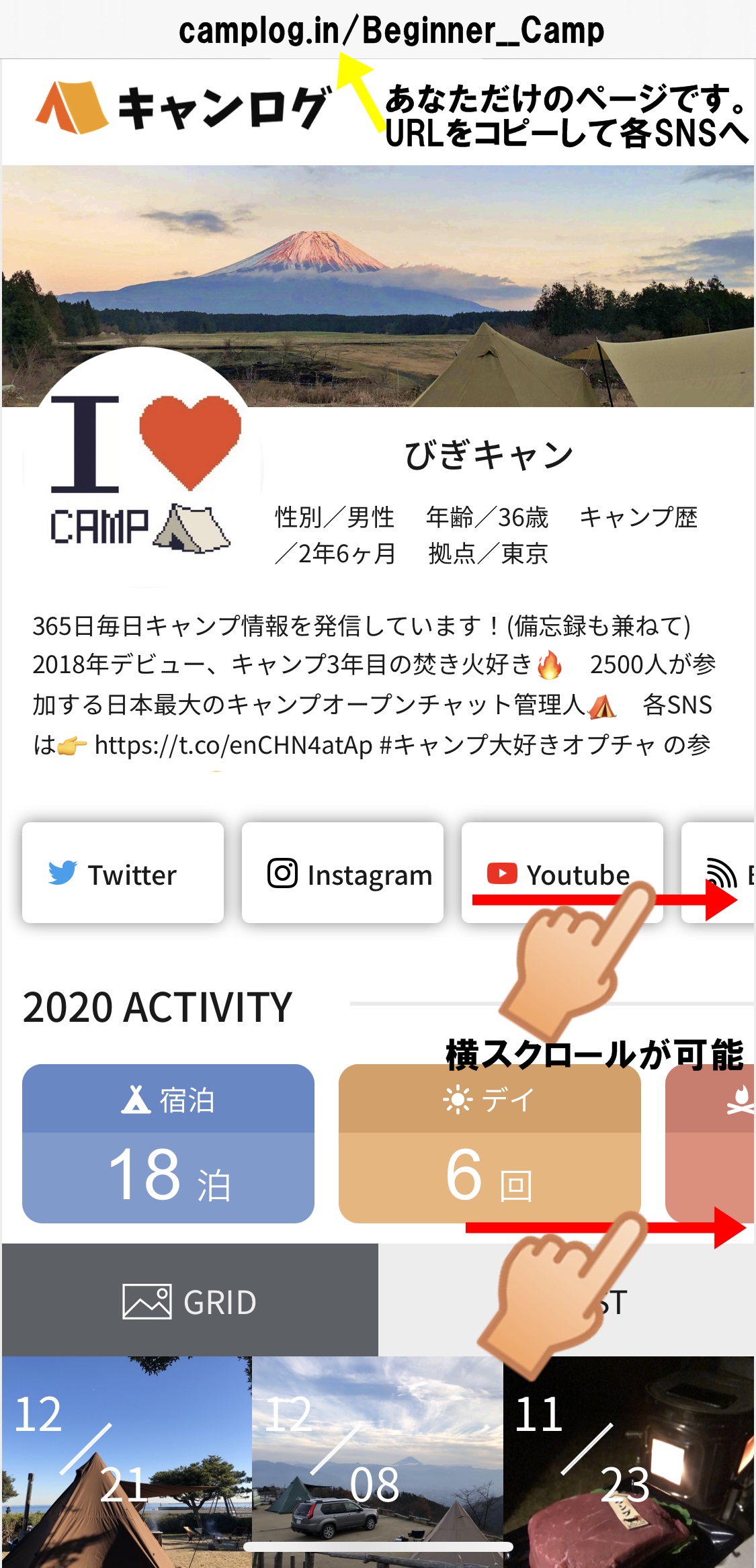 プロフィールページについて